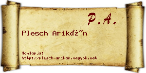 Plesch Arikán névjegykártya